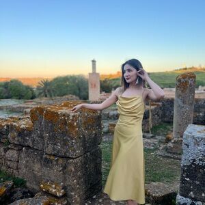 Chic Yellow Strapless Midi Dress – Size 2